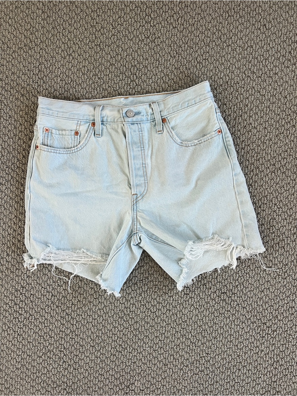 Levi's Light Blue Distressed High-Rise Button Up Denim Shorts size 29